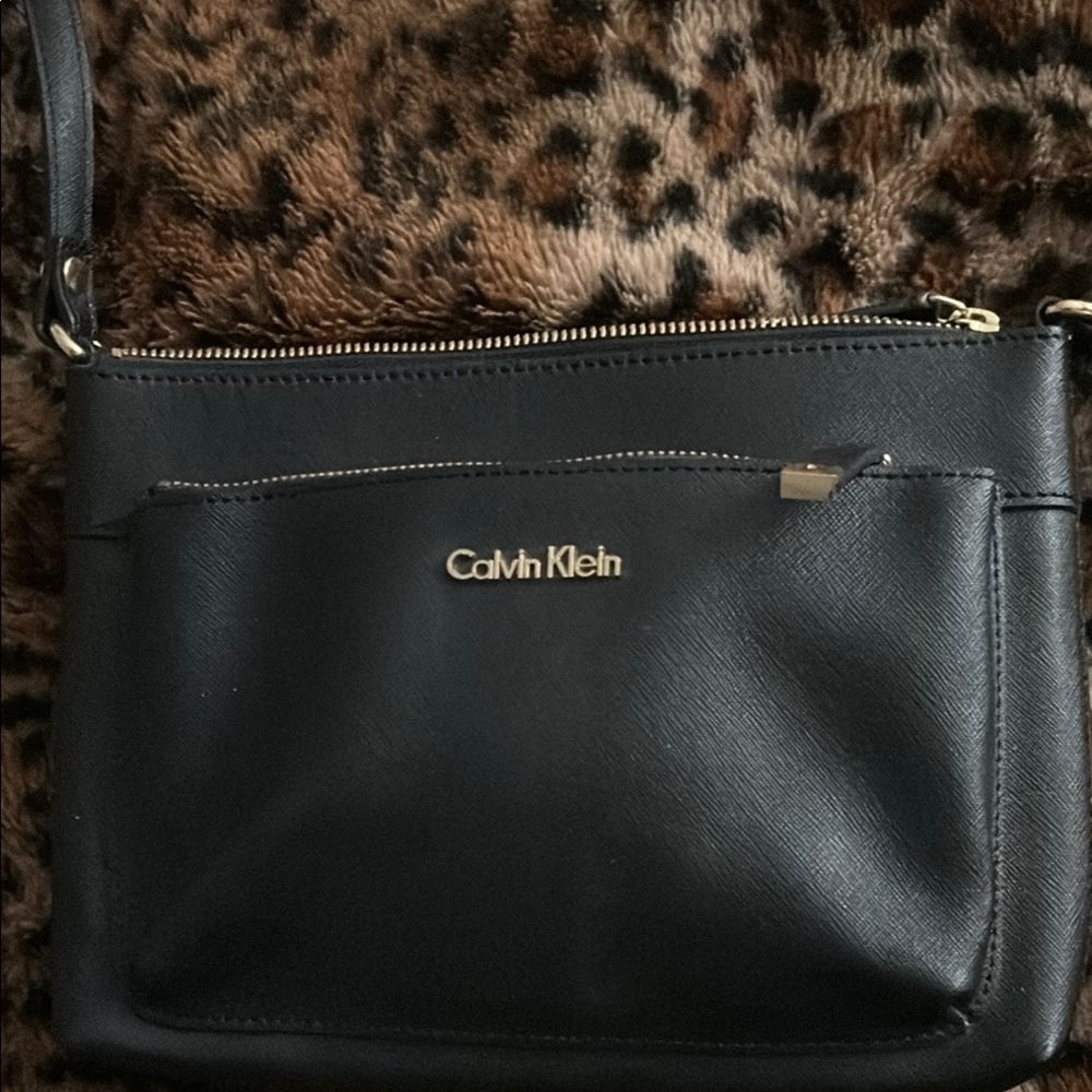 Calvin Klein Black Crossbody Bag with Gold Hardware